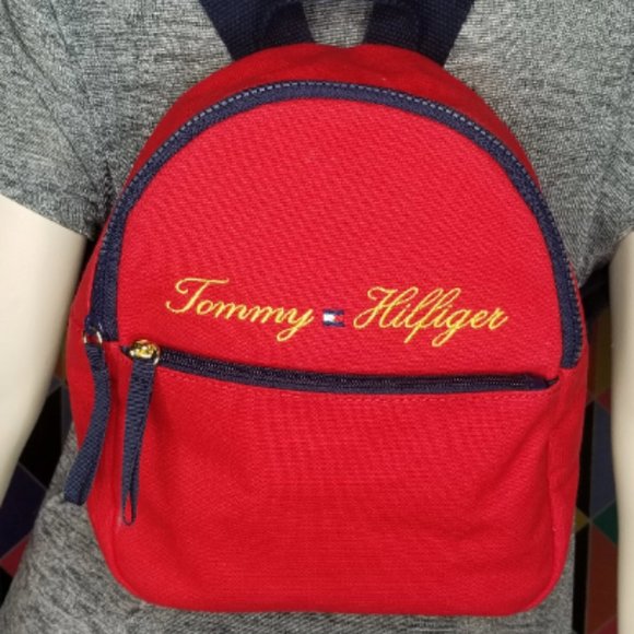 Y2k Canvas TOMMY HILFIGER Small Red Backpack - Picture 2 of 8